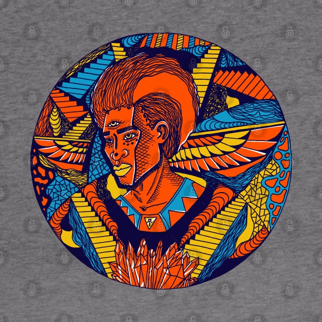 Orange Blue Wise Afro King by kenallouis